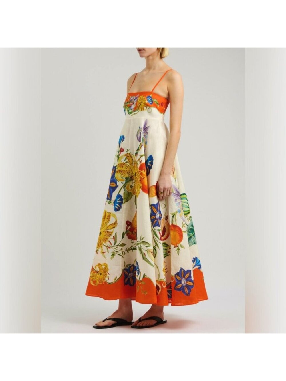 Alemais Flores Printed Flax Maxi Dress Multicoloured